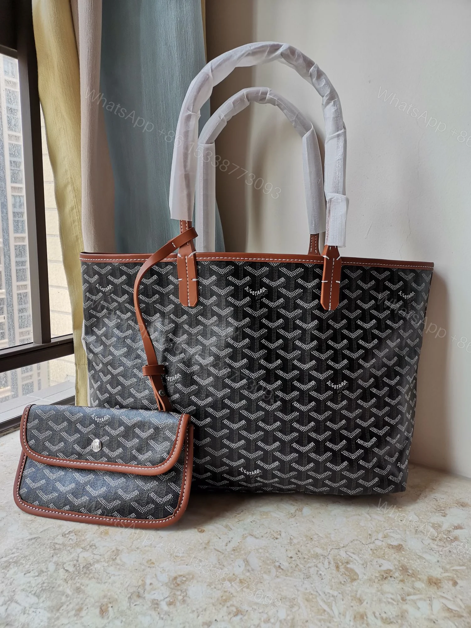 View 9 of GOYARD ANJOU PM BAG BLACK TAN 50CM ANJOUSPMLCG03TY01P