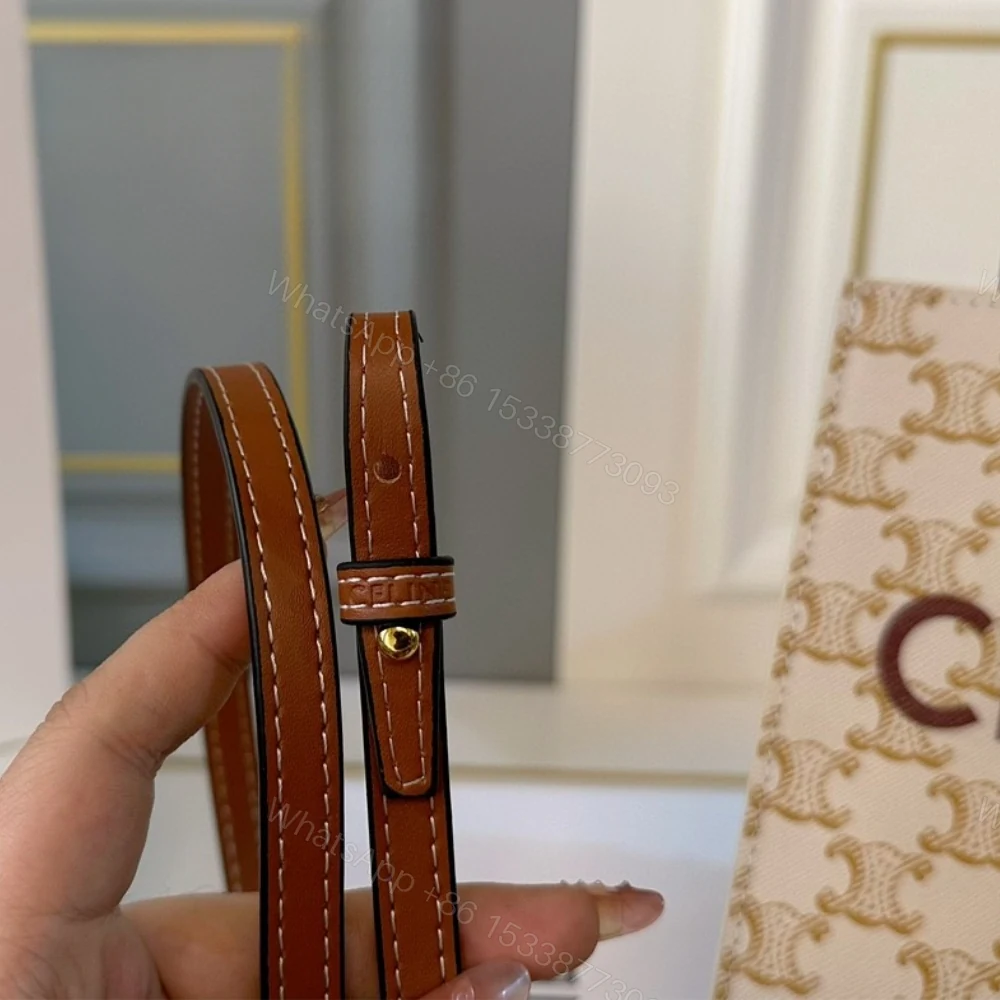 View 8 of CELINE MINI VERTICAL CABAS IN TRIOMPHE CANVAS AND CALFSKIN BEIGE 17CM