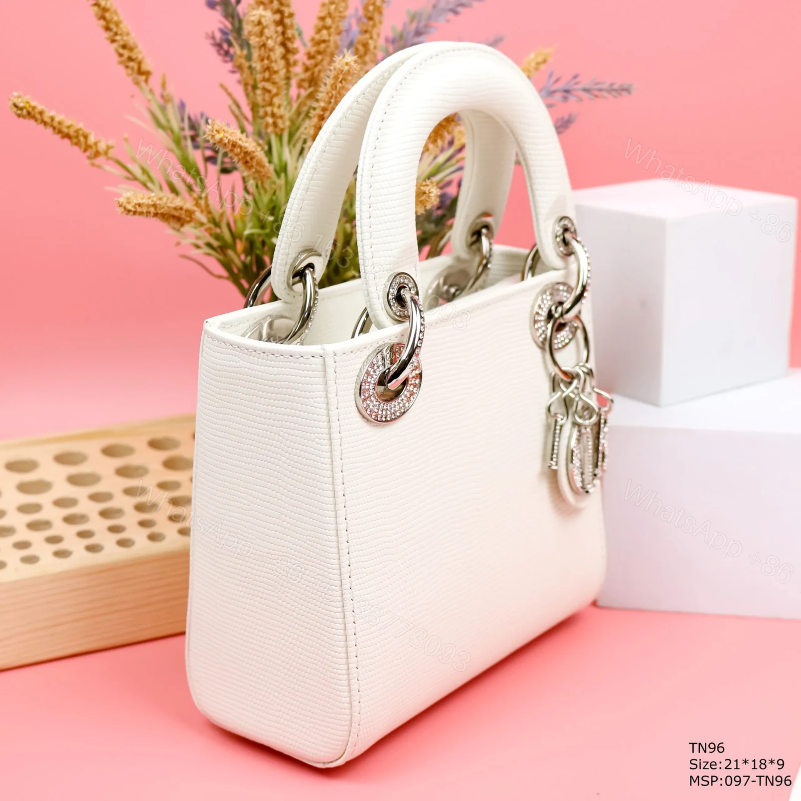View 6 of Dior My Lady White Beaded Handbag 21x18x9cm
