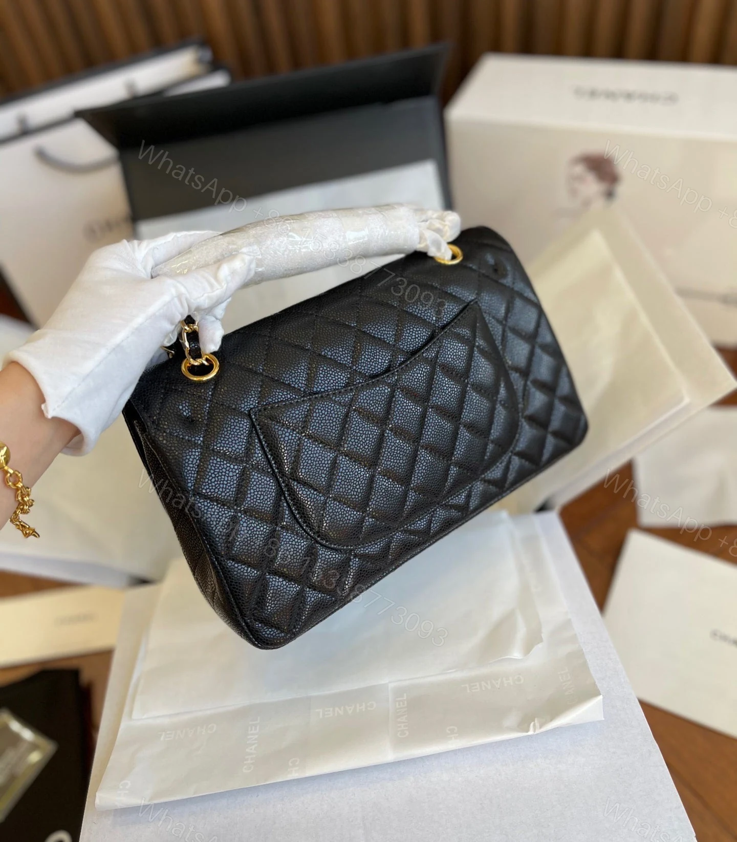 View 9 of CHANEL CLASSIC FLAP QUILTED BLACK BAG PURSE