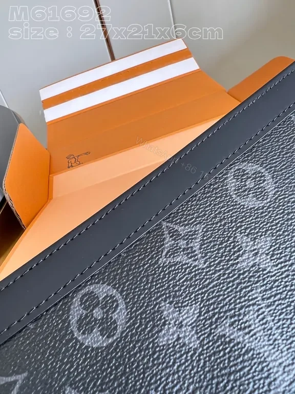 View 4 of Monochrome LV-Inspired Monogram Clutch: Compact Luxury Organizer
