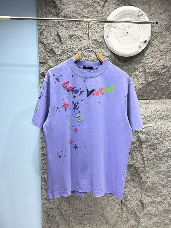 Lavender Oversized Tee: Rainbow LV Graphic Print Front — view 1