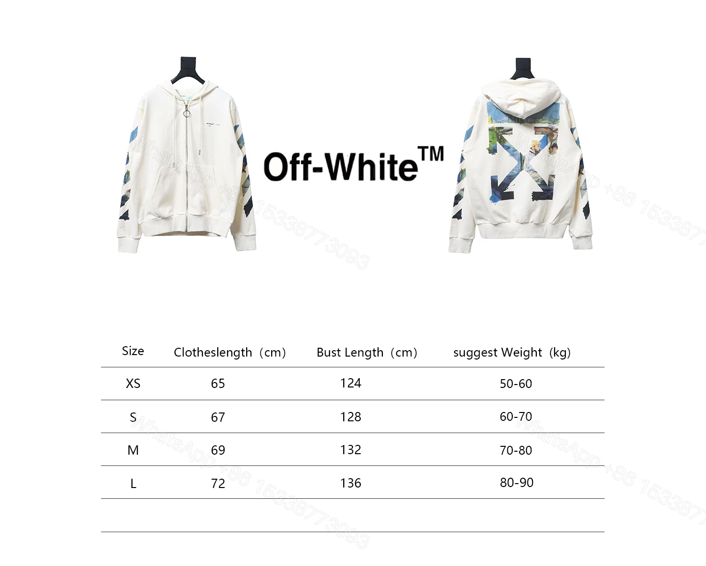 View 9 of Off-White Oil Painting Printed White Zipper Hoodie