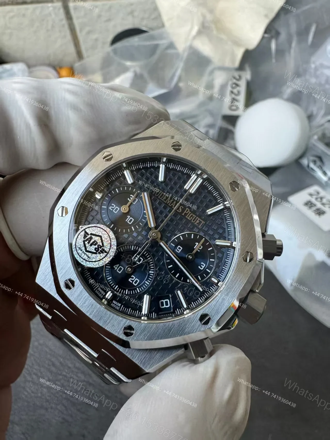 View 8 of Audemars Piguet Super Clone Royal Oak Blue Dial 26240 Chronograph 41mm Cal.4401