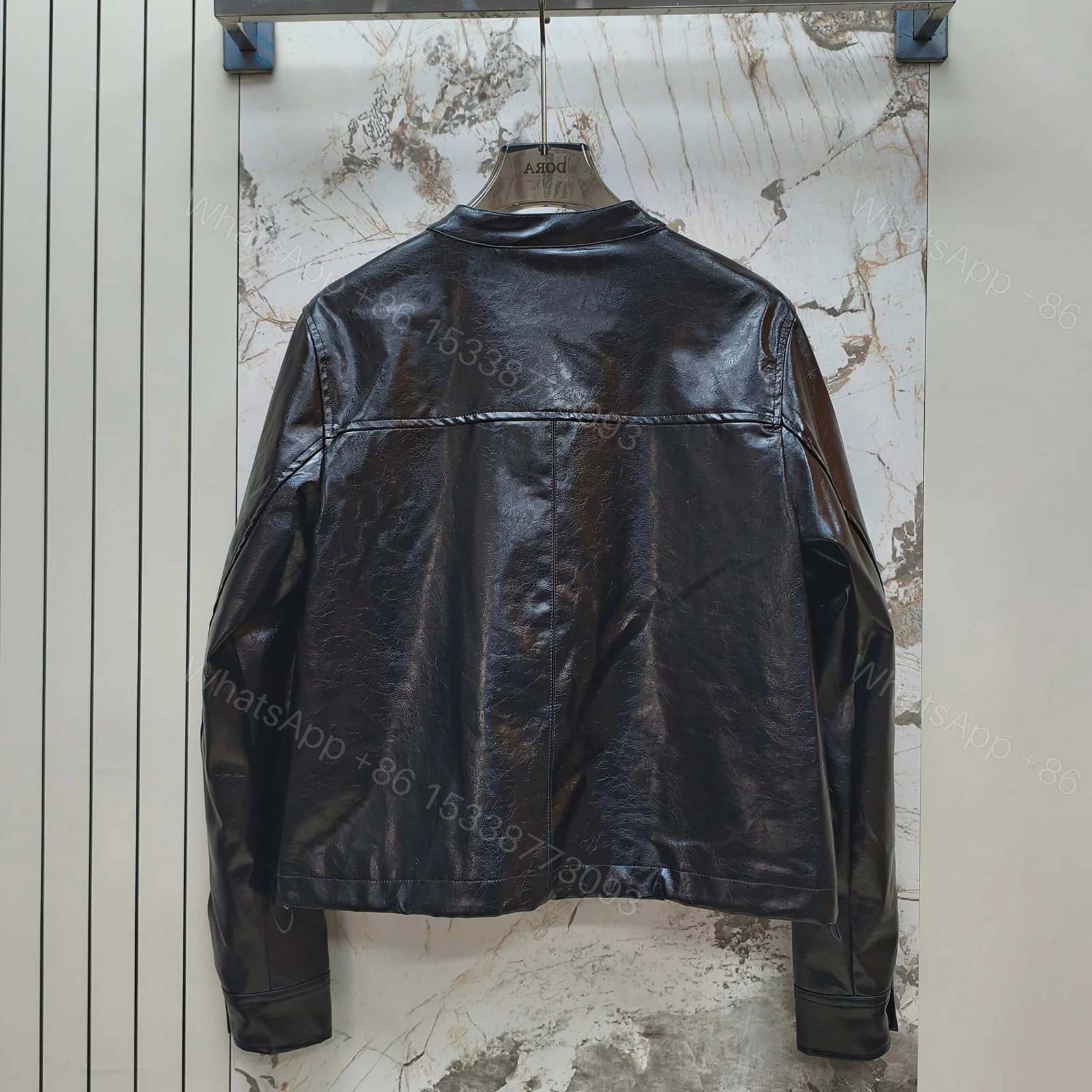 View 3 of Miumiu Crop Top Jacket Black Leather