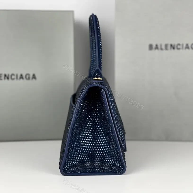 View 5 of 高仿Balenciaga*Hourglass系列沙漏包滿鑽深藍色S