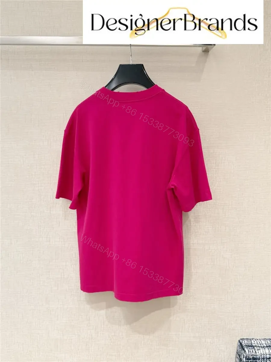View 7 of Bold Fuchsia Logo Tee: Oversized Cotton-Creast Crest Top