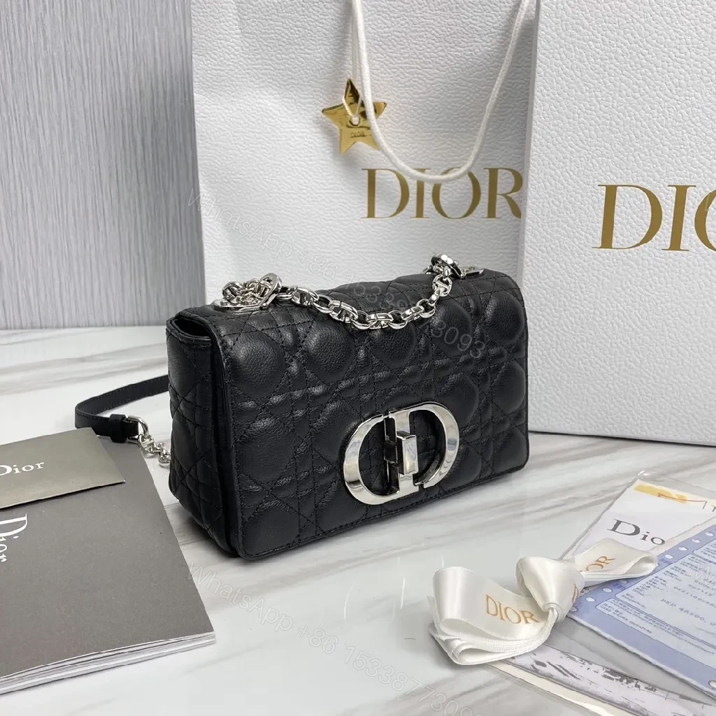 View 3 of Quilted Calfskin Crossbody: Black, Silver Hardware, Luxe Compact Bag