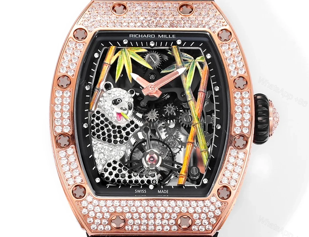 View 6 of Richard Mille RM26-01 Panda Tourbillon Watch Diamond Set National Treasure Panda Bamboo Art Dial Mechanical Luxury Edition RM26-01-PND-BAM
