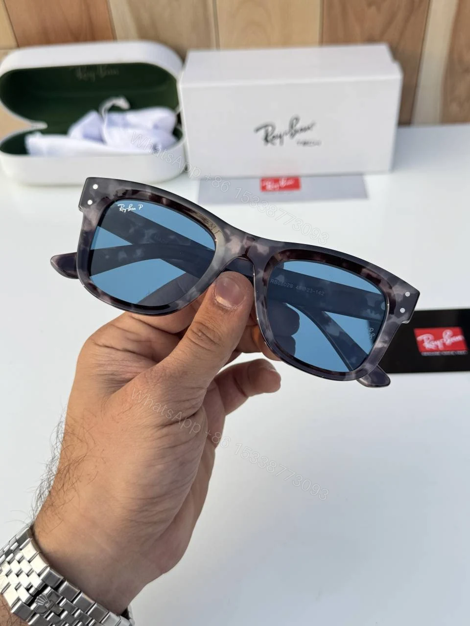View 3 of First Copy RayBan 0502 Tiger Blue Sunglasses
