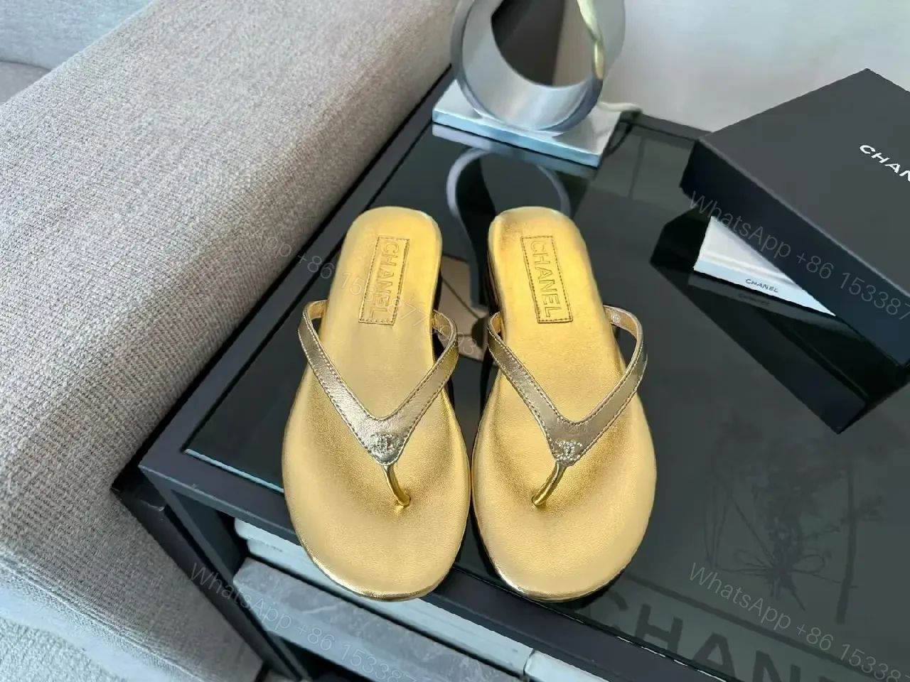 View 8 of Gold-Tone Minimalist Sandals: Effortless All-Day Comfort
