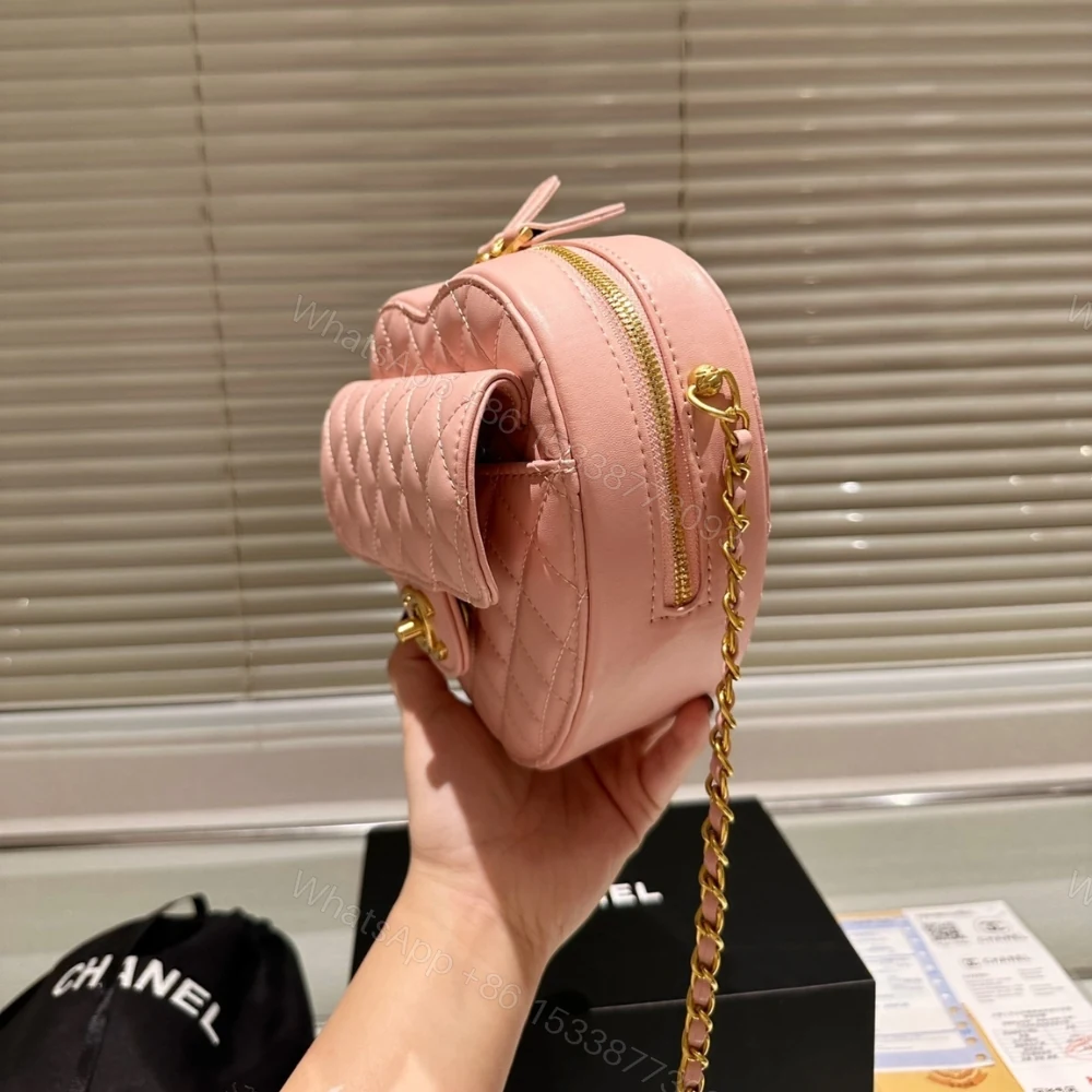 View 4 of Chanel Heart Bag Gold Tone Metal Light Pink 16Cm