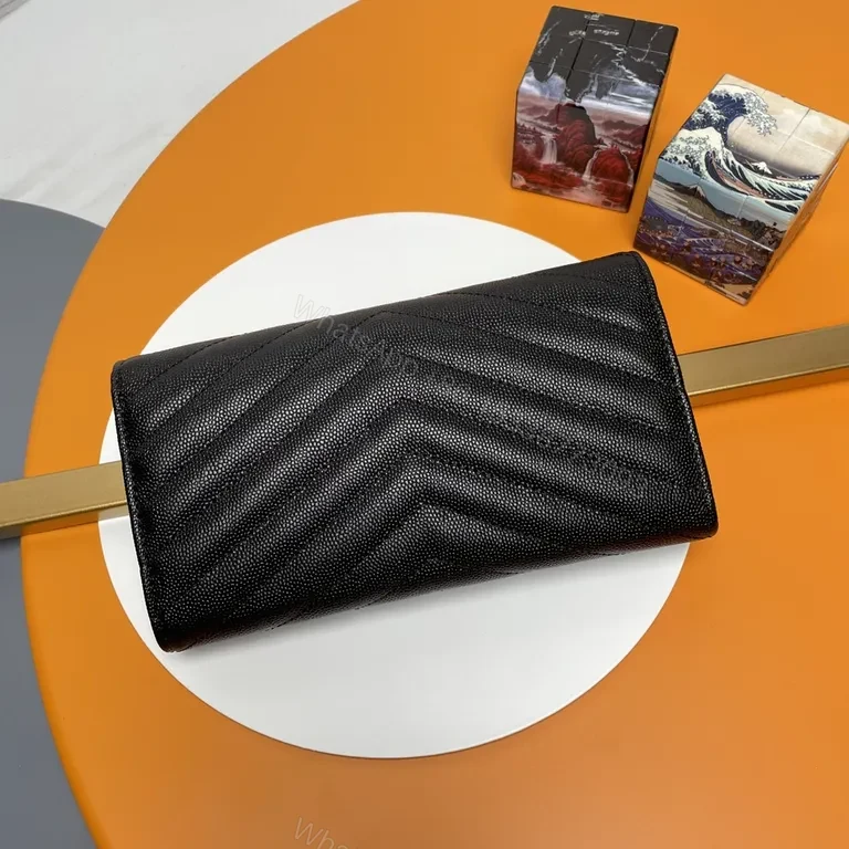 View 5 of Chic Black Textured Clutch: YSL Hardware | Luxury Evening Bag