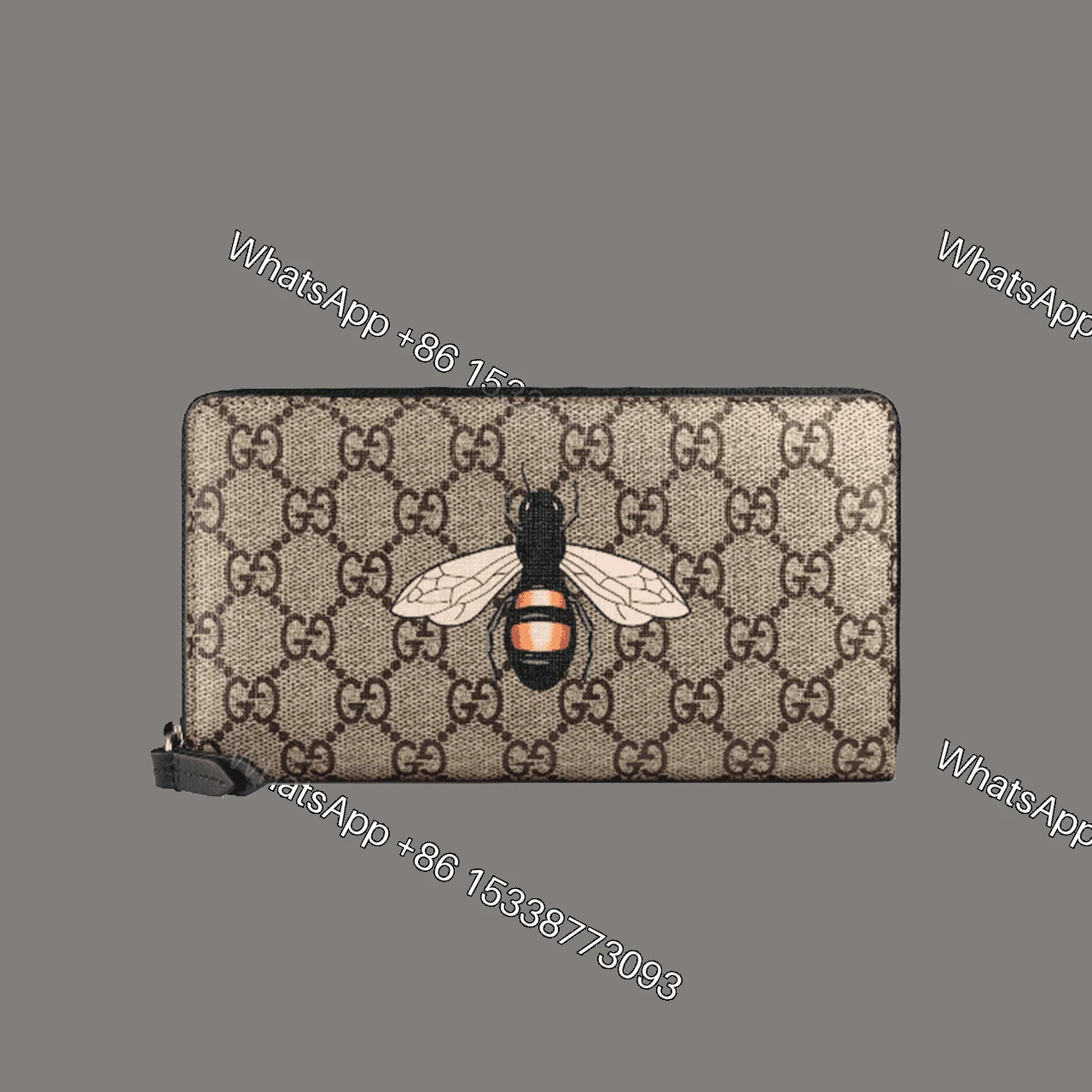 GUCCI BEE PRINT GG SUPREME ZIP AROUND WALLET — view 1