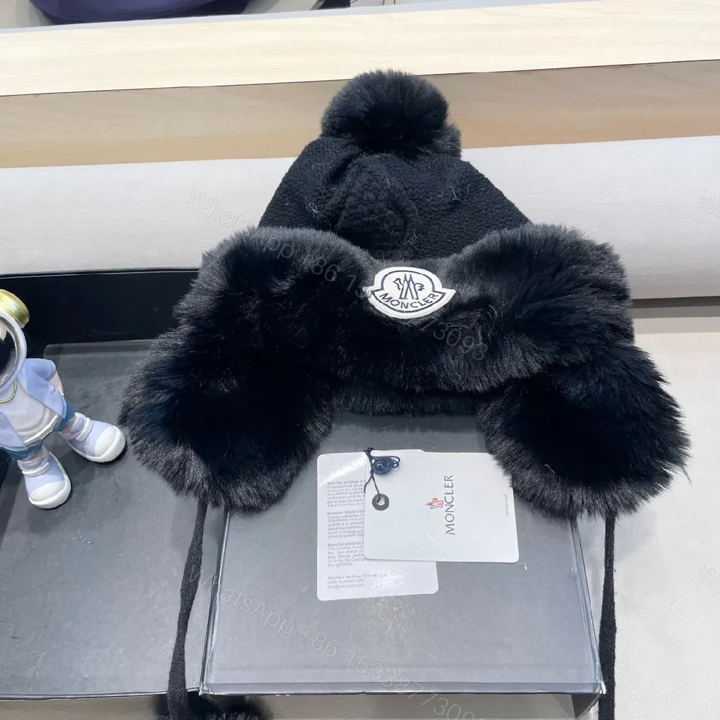 Chic Faux-Fur Pom Beanie & Scarf Set, Charcoal, Luxe Warmth — view 1