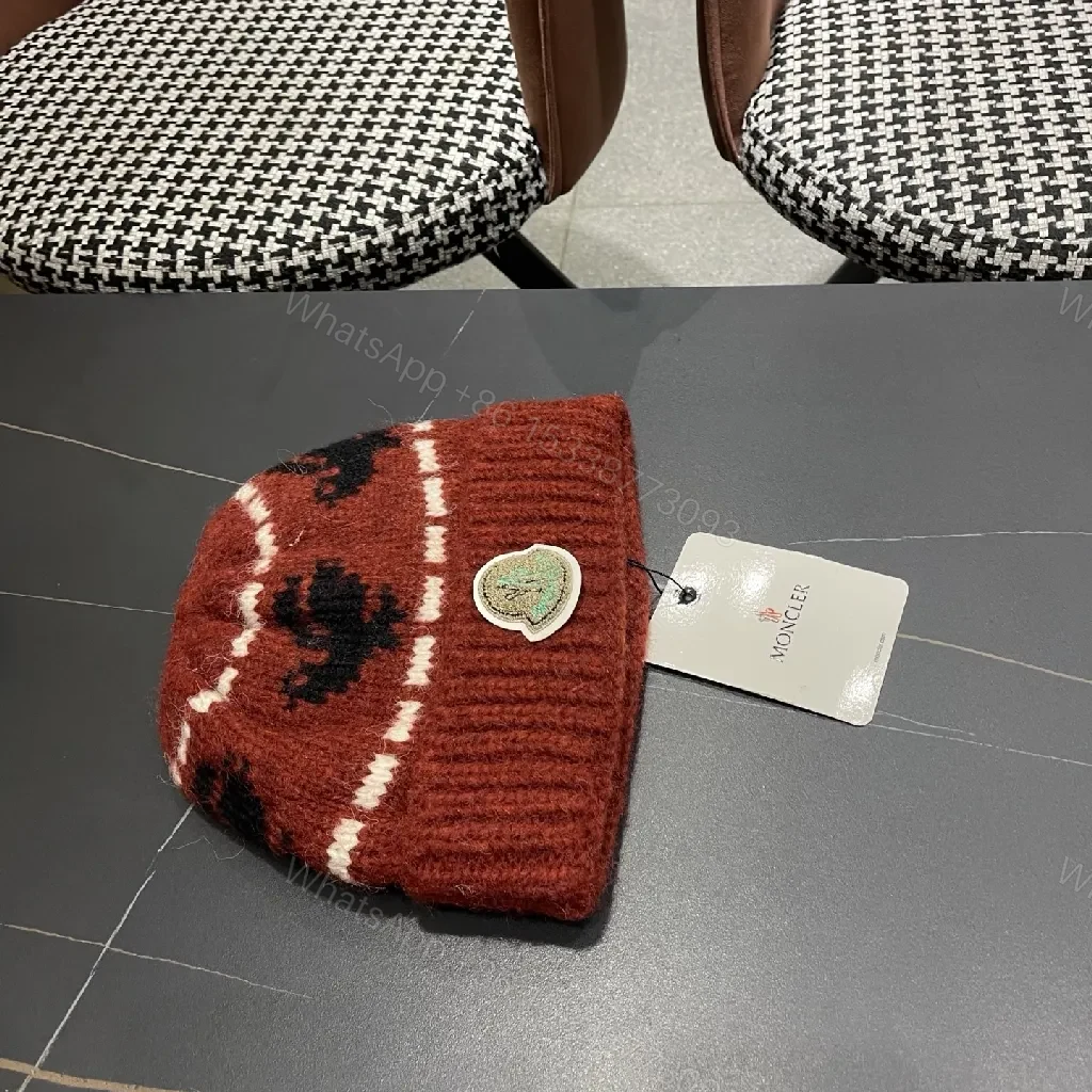 View 3 of Cozy Knit Beanie with Crest – Warm Patterned Style Beanie