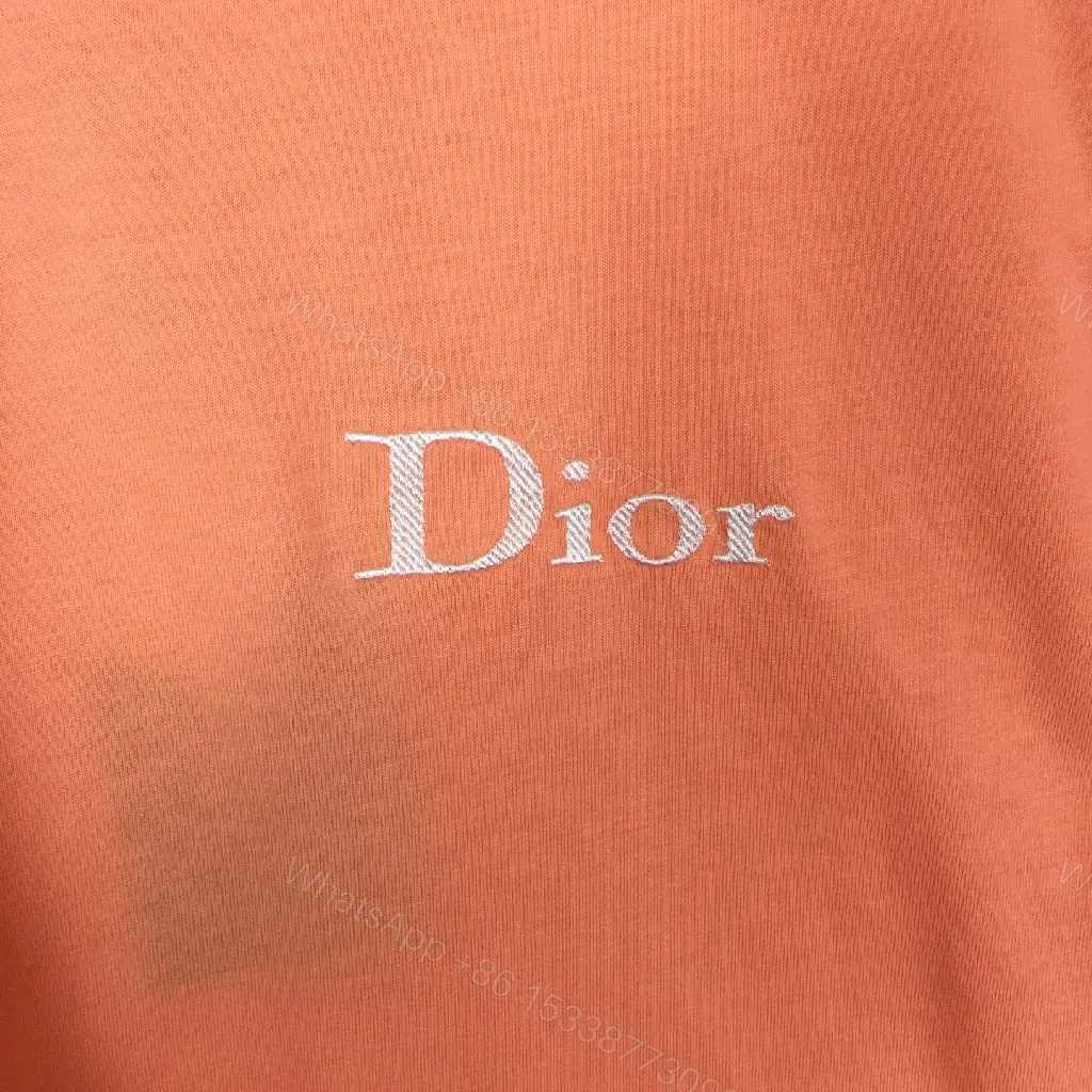 View 2 of Coral Cotton Tee — Minimal Dior Accent, Relaxed Fit, Breathable