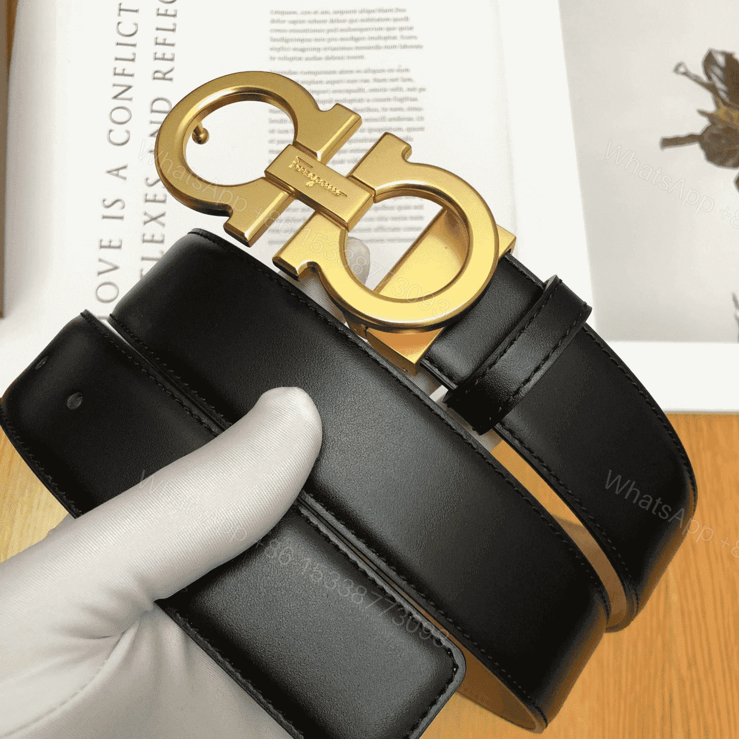 View 7 of SALVATORE FERRAGAMO DOUBLE GANCIO BELT – B29
