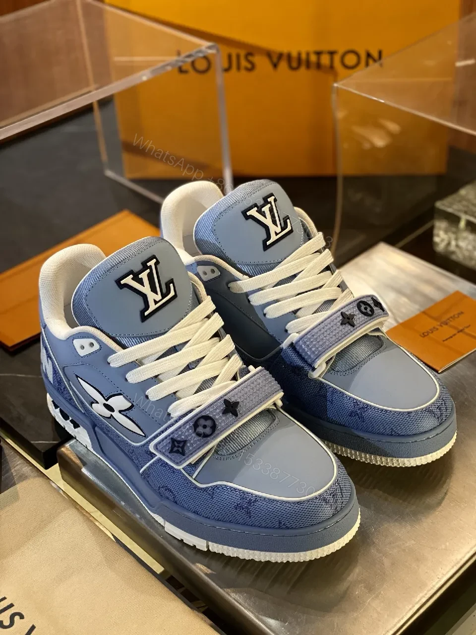 View 9 of Denim Luxe High-Tops: City-Ready Monogram Detail Sneakers