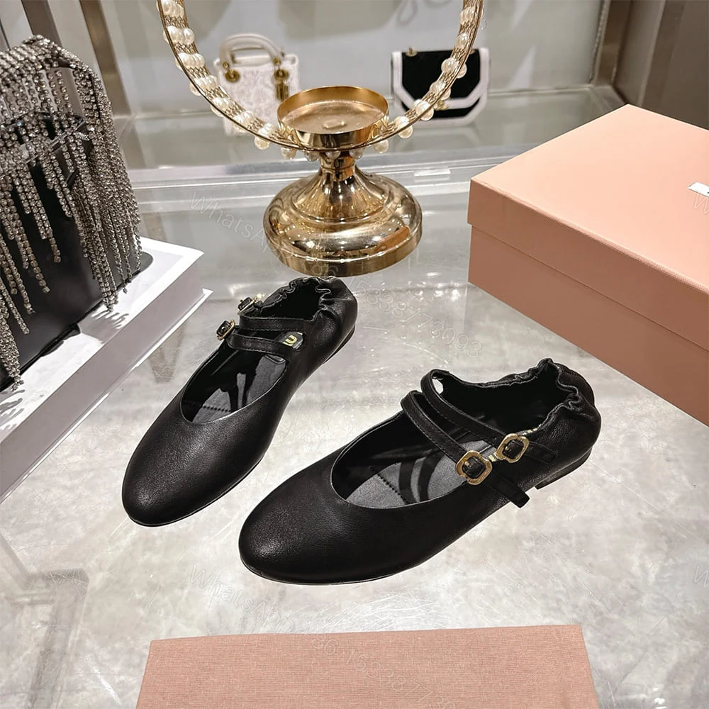 View 2 of MIUMIU Ruched Nappa Leather Ballet Flats 289031