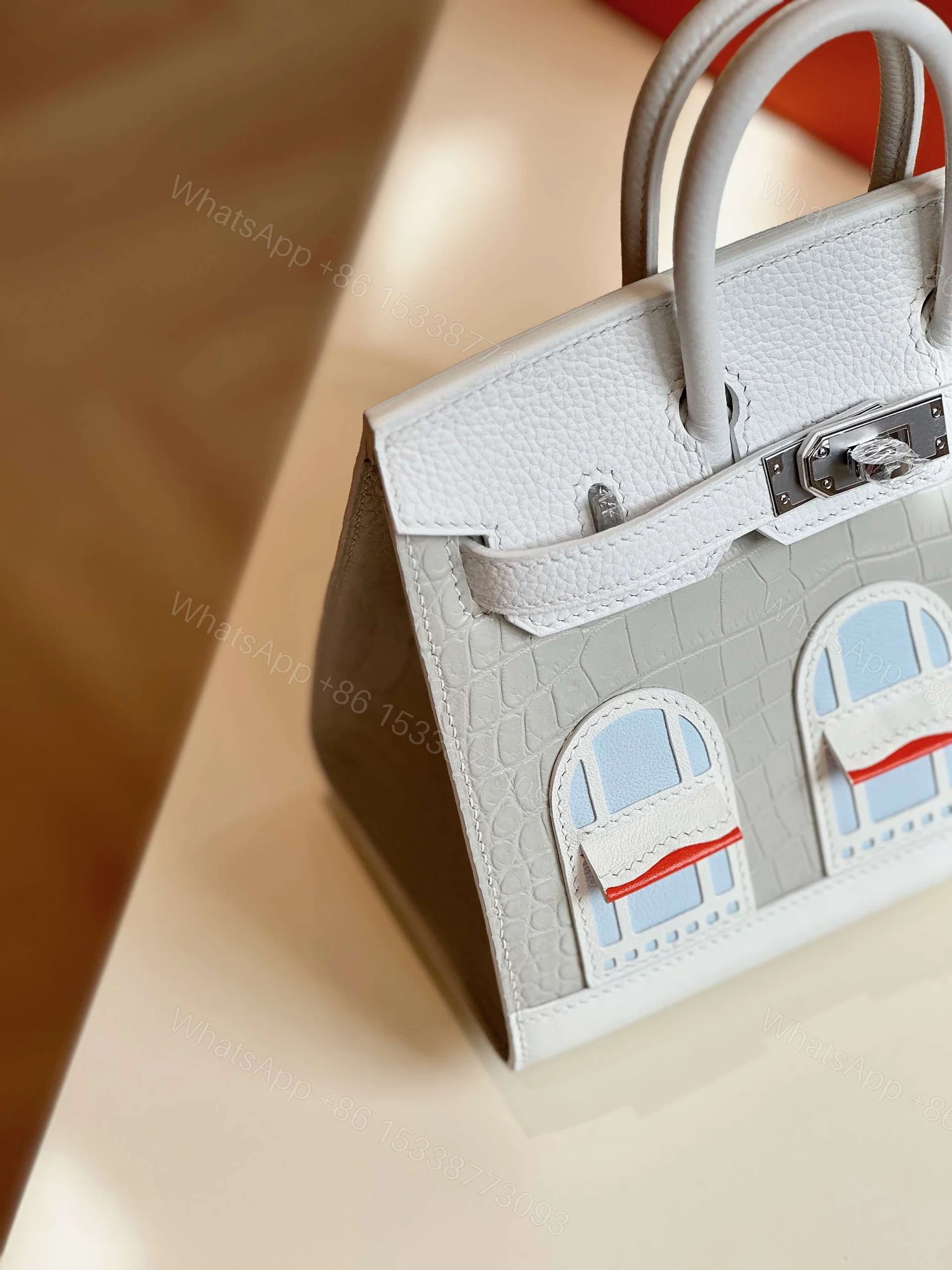 View 3 of Hermès Birkin 20 Sellier Faubourg House White Snow Palladium Hardware