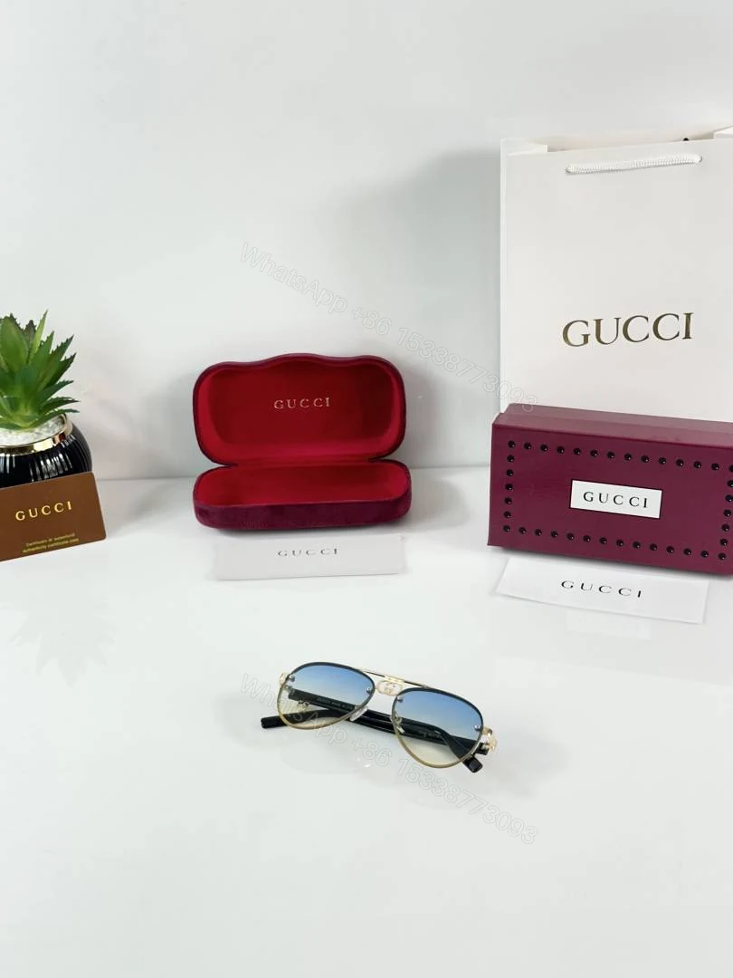 View 4 of First Copy Gucci 5118 Gold Green DC Sunglasses