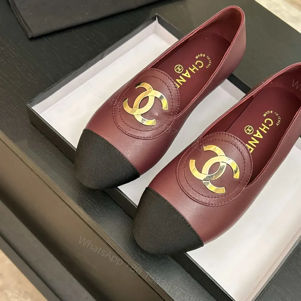 View 3 of Burgundy Leather Flat + Cap Toe + Luxury Comfort Flats