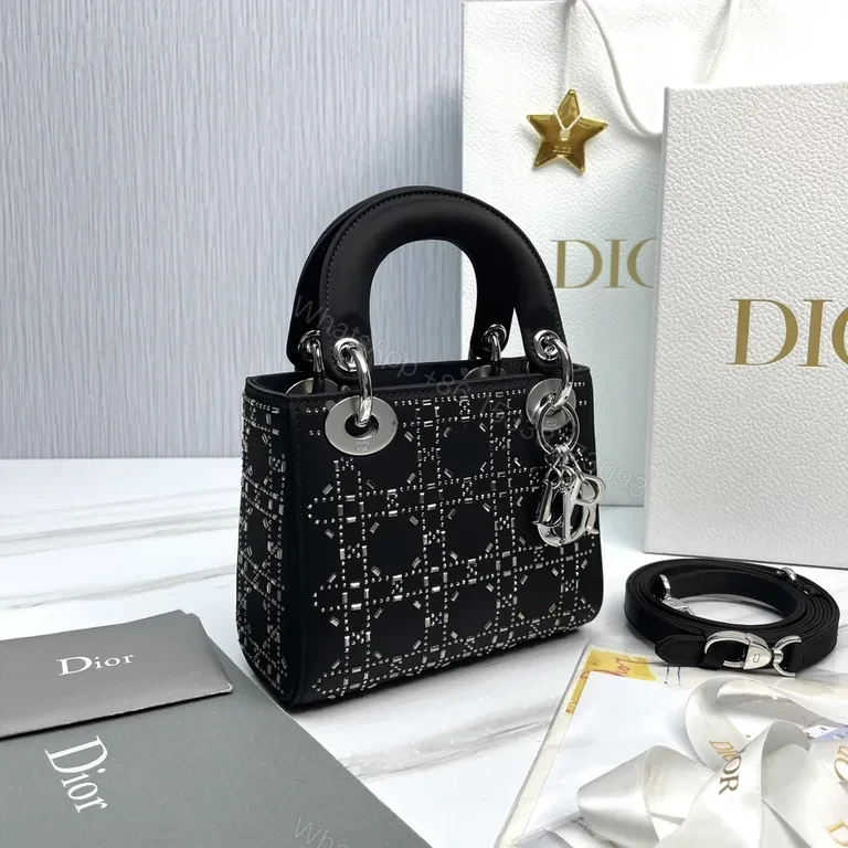 View 5 of Chic Studded Patterned Mini Bag with Dior Charms