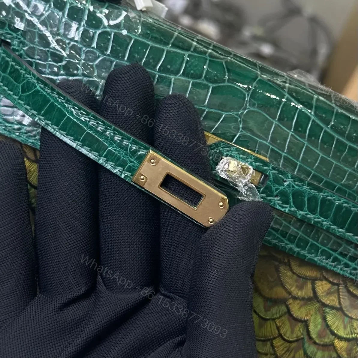 View 5 of Hermes Kelly 25cm Emerald Green Gold Hardware