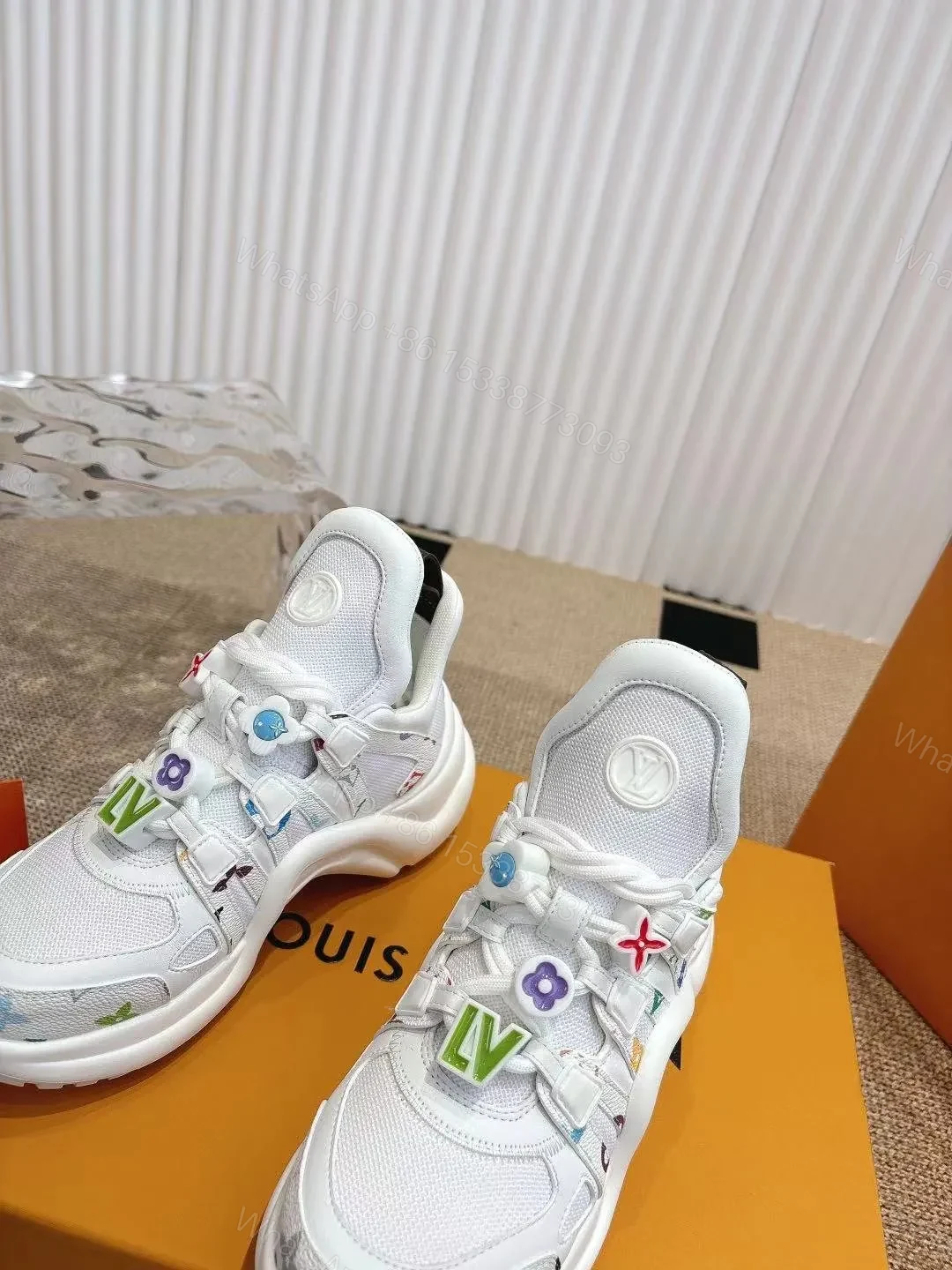 View 2 of LV Women White Mesh Embellished Sneakers