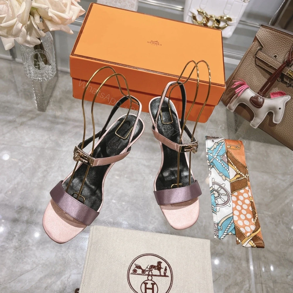 View 2 of 高仿Hermes*H232133Z9J露趾細踭涼鞋淺粉9.5CM免檢版