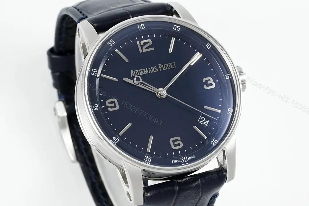 View 2 of APS Factory Audemars Piguet CODE 11.59 Blue Dial Three-Hand Automatic Watch with Leather Strap