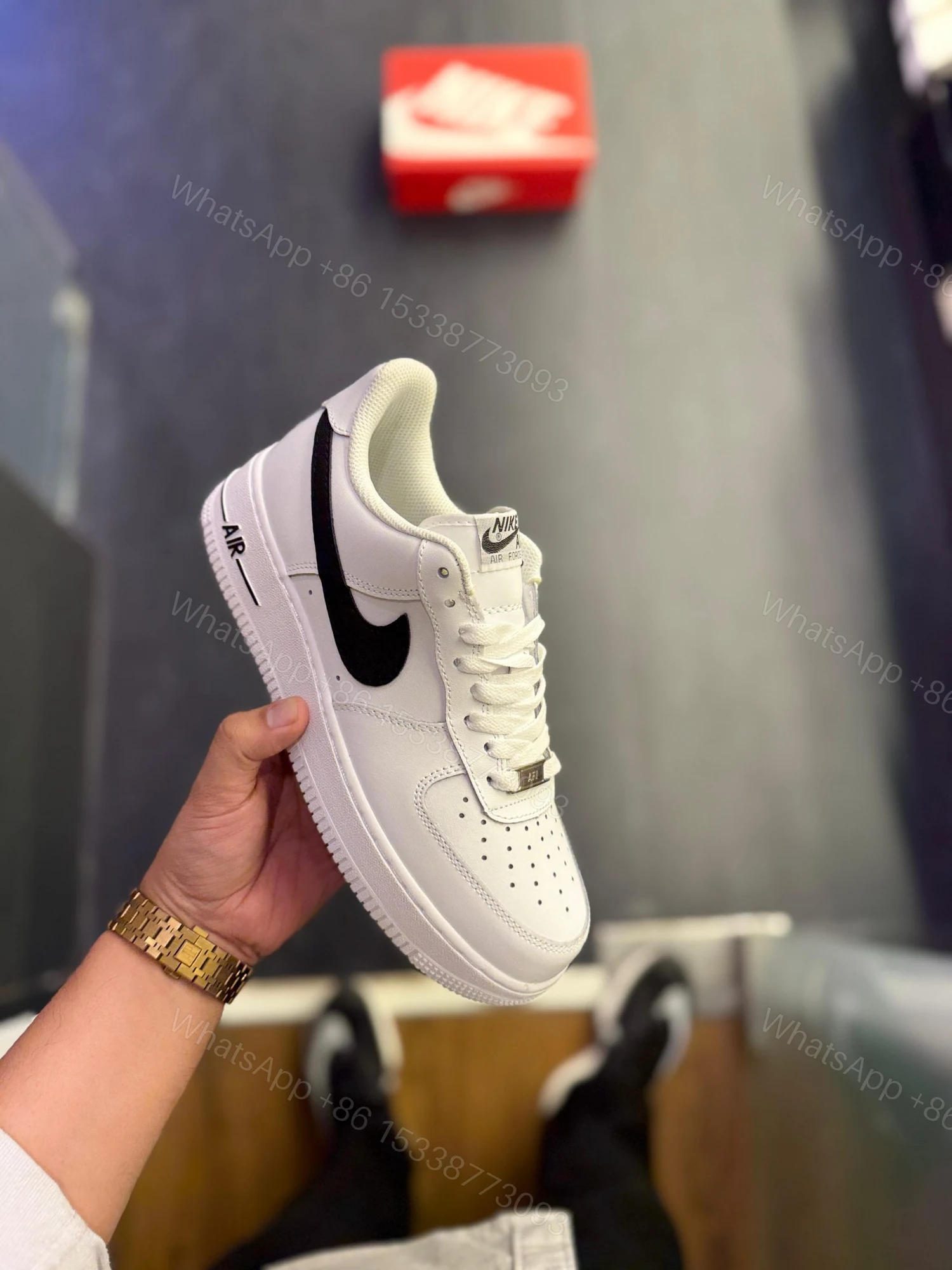 View 4 of First Copy Nike Air Force 1 '07 – Black Swoosh Edition
