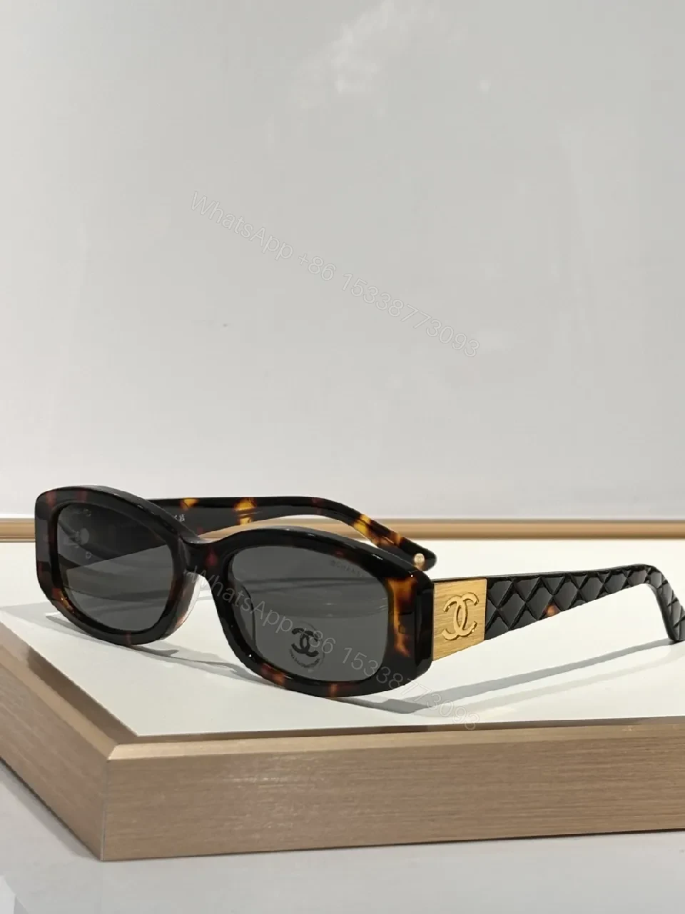 View 3 of Black Acetate Sunglasses | Lattice Accent & Gradient Lenses
