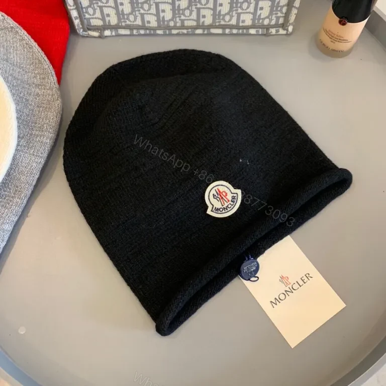 View 5 of Moncler Black Wool-Blend Knit Beanie - Minimal Luxury