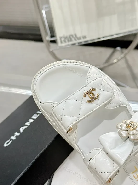 View 8 of White Lux Sandals: Quilted, Bow-Accent, Gold-Detail, Comfort Fit