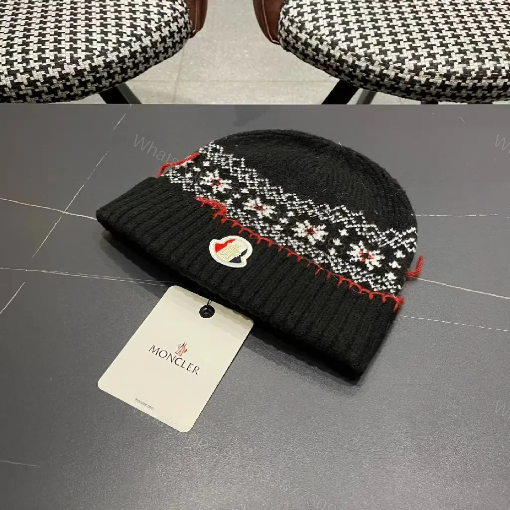 View 2 of Cozy Knit Beanie – Patterned Band, Premium Badge, One-Size