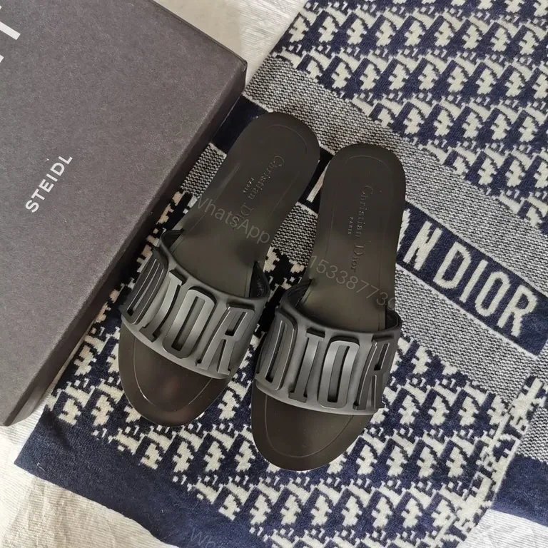 View 8 of DIOR-Inspired Bold Slides: Designer Logo, Comfort Footbed, Water-Resistant