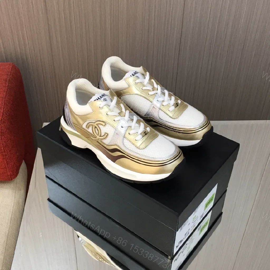 View 6 of Gold-Tone Luxe Sneaker: Textured Mesh, Everyday Glam