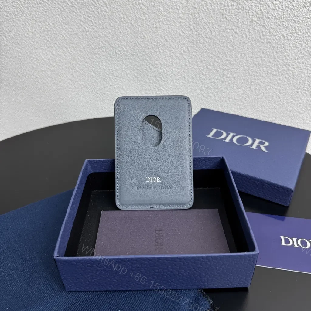 View 3 of Textured Monogram Card Case - Slim Luxury Leather Wallet