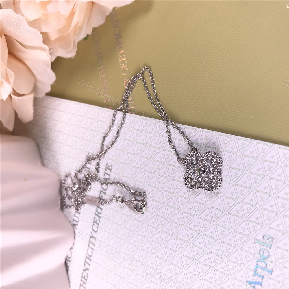 View 4 of VCA Vintage Alhambra Pendant Necklace Diamond White Gold VCARA46100