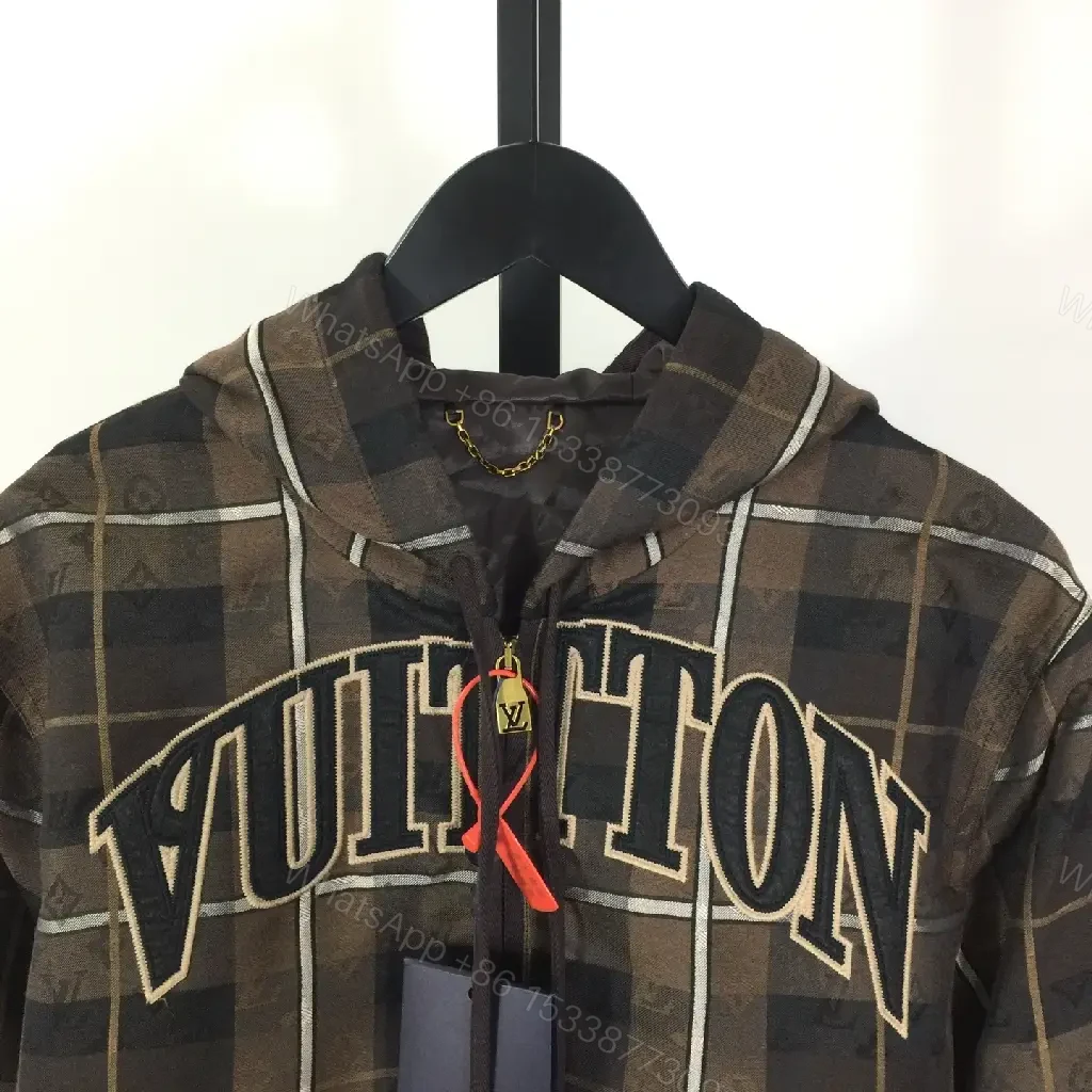 View 8 of Bold Plaid Windbreaker with LV Graphics