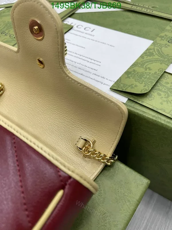 View 17 of Gucci Blue and Red GG Marmont Mini Leather Shoulder Bag featuring Textured Torchon Double G AS474