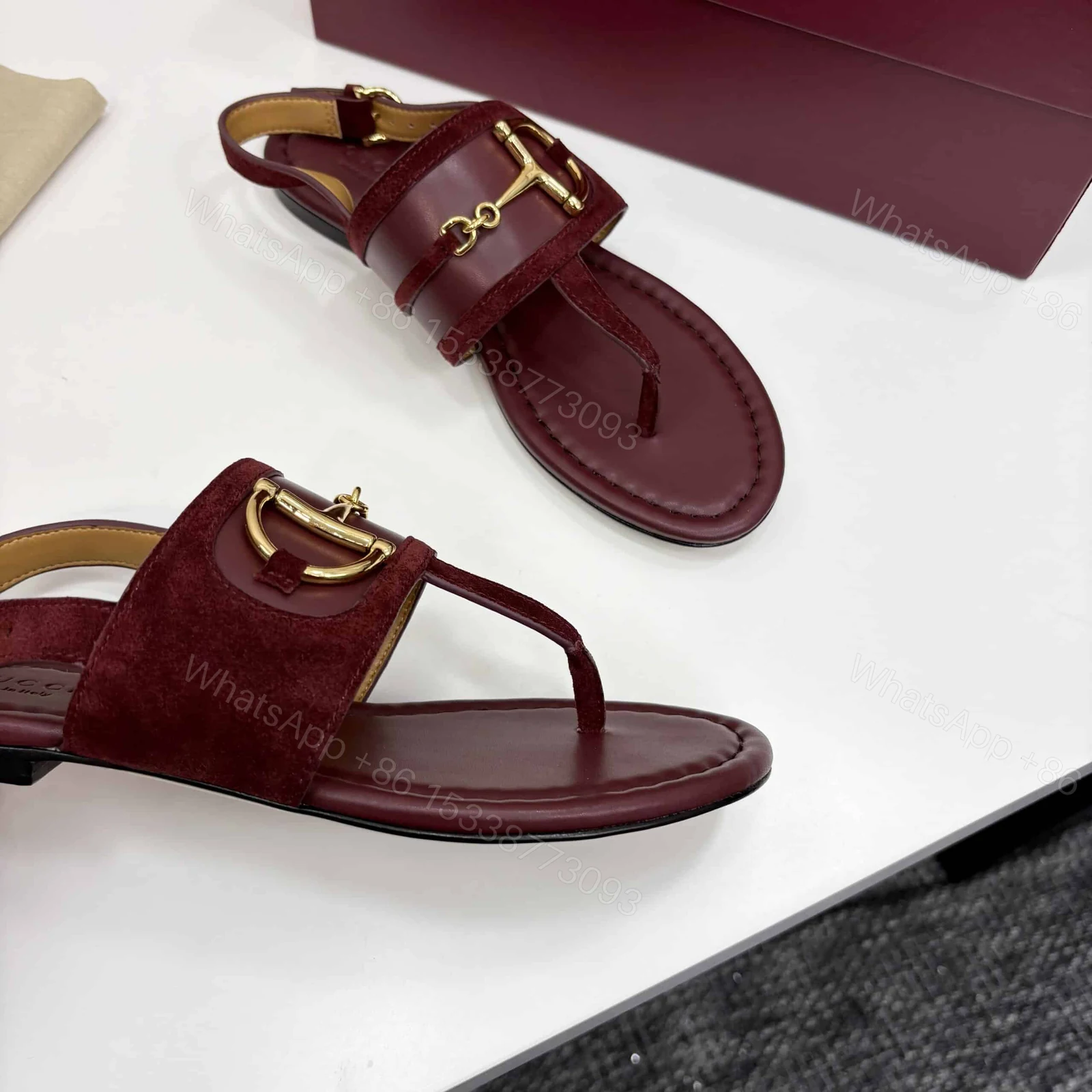 View 7 of GUCCI WOMEN’S THONG SANDAL WITH HORSEBIT ROSSO ANCORA RED 834431 AAEXM 6207