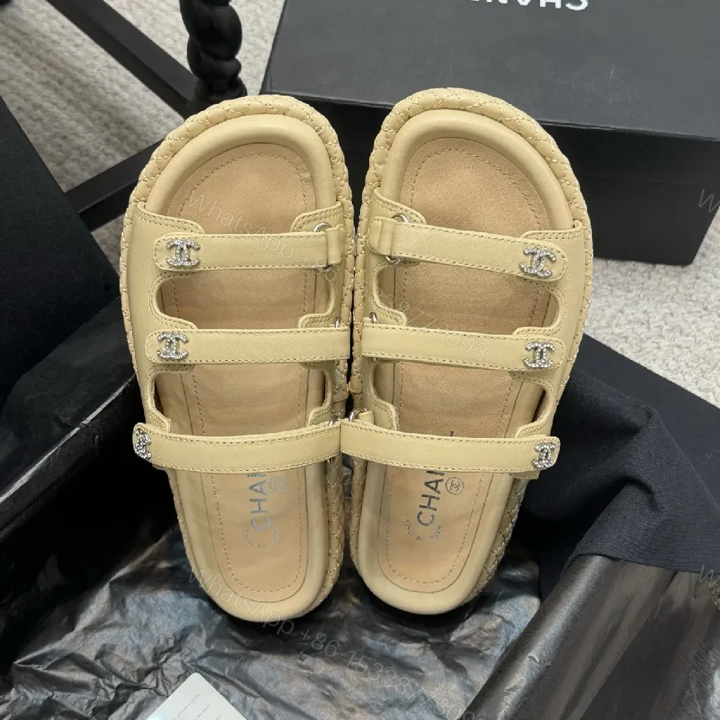 View 5 of Beige Leather Sandals – Couture Texture, All-Day Comfort