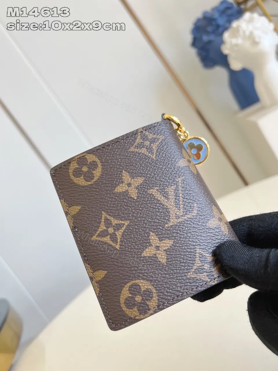 View 5 of Compact Monogram Card Holder with Signature Charm