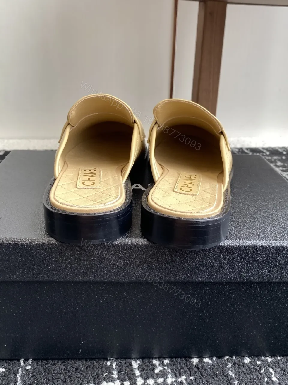 View 3 of Textured Leather Quilted Slides for Everyday Luxury