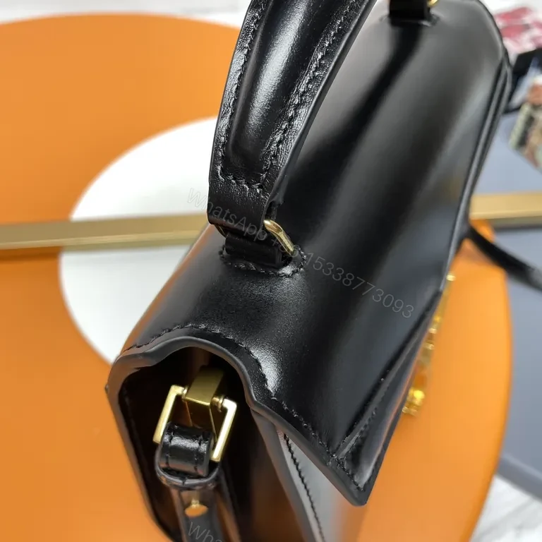 View 2 of Chic Black Leather Crossbody with YSL Logo Hardware