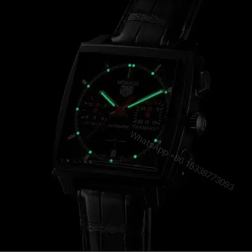 View 3 of Replica TAG Heuer Monaco Men Automatic Black Alligator Watch CBL2180.FC6497