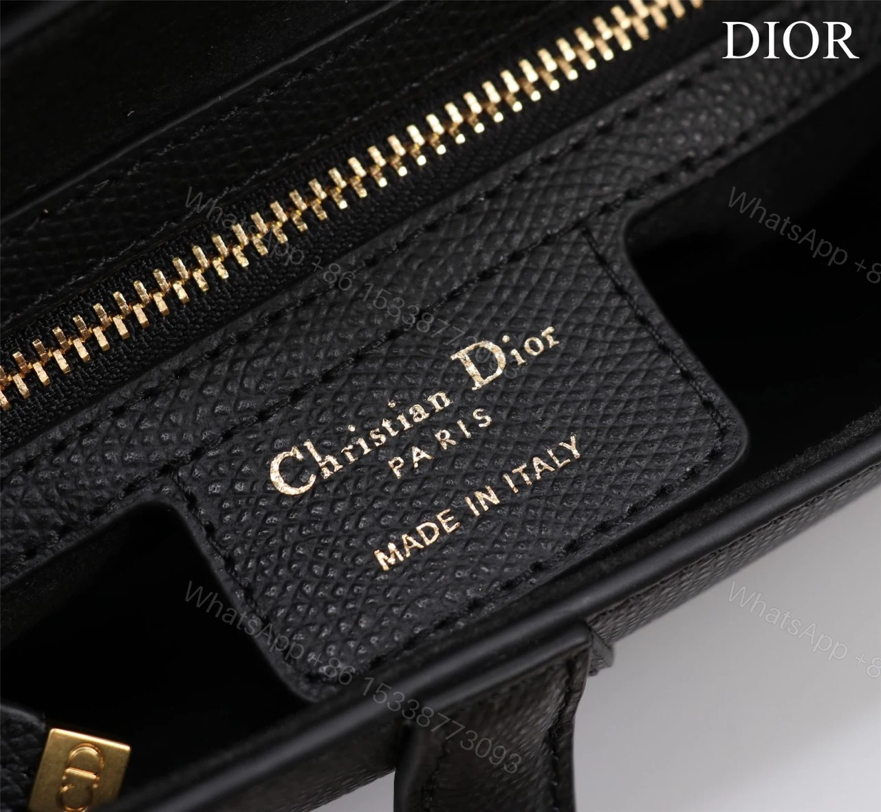 View 2 of Dior Saddle 11 Handbags Black With Lock Yellow Gold 25x20x6.5cm